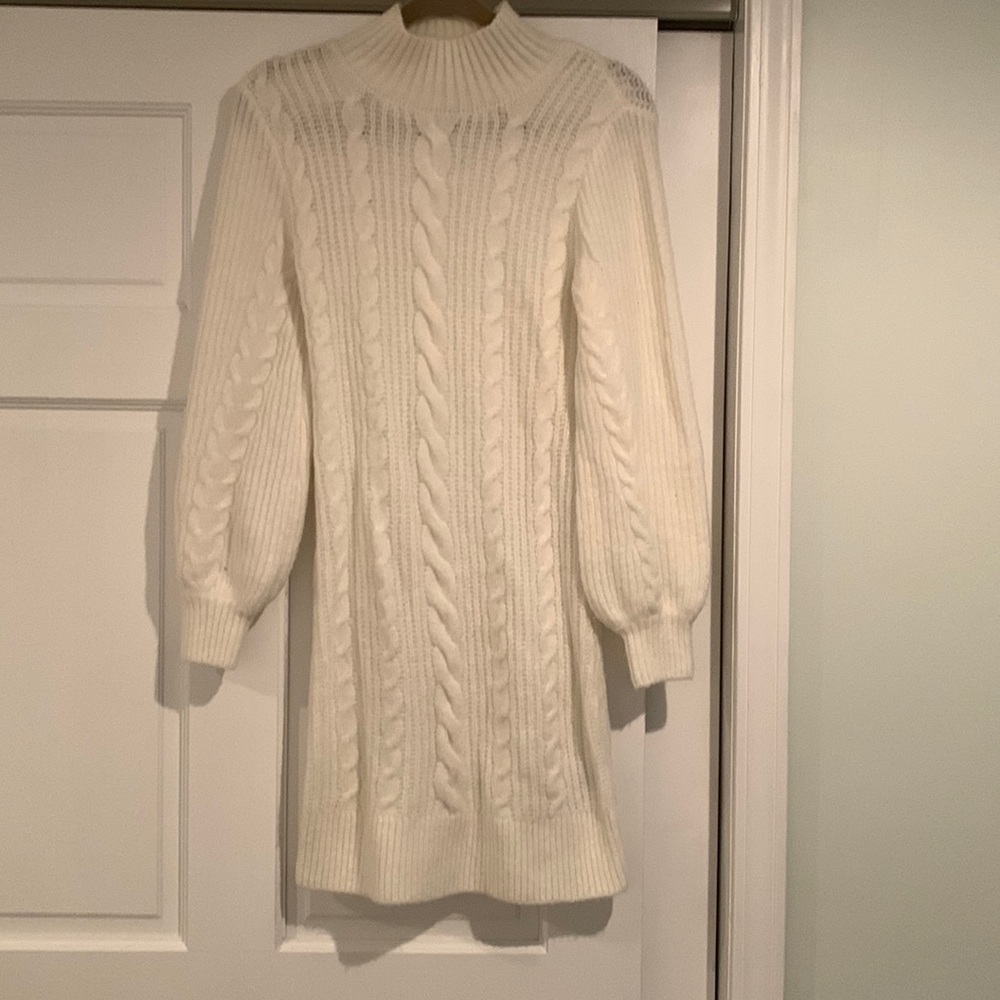 A&F Cable knit cream sweater dress